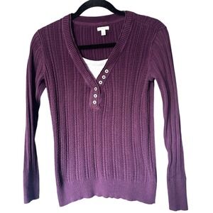Y2K Sonoma Slim Tee Deep Purple Long Sleeve Size Layering Top‎ Small
